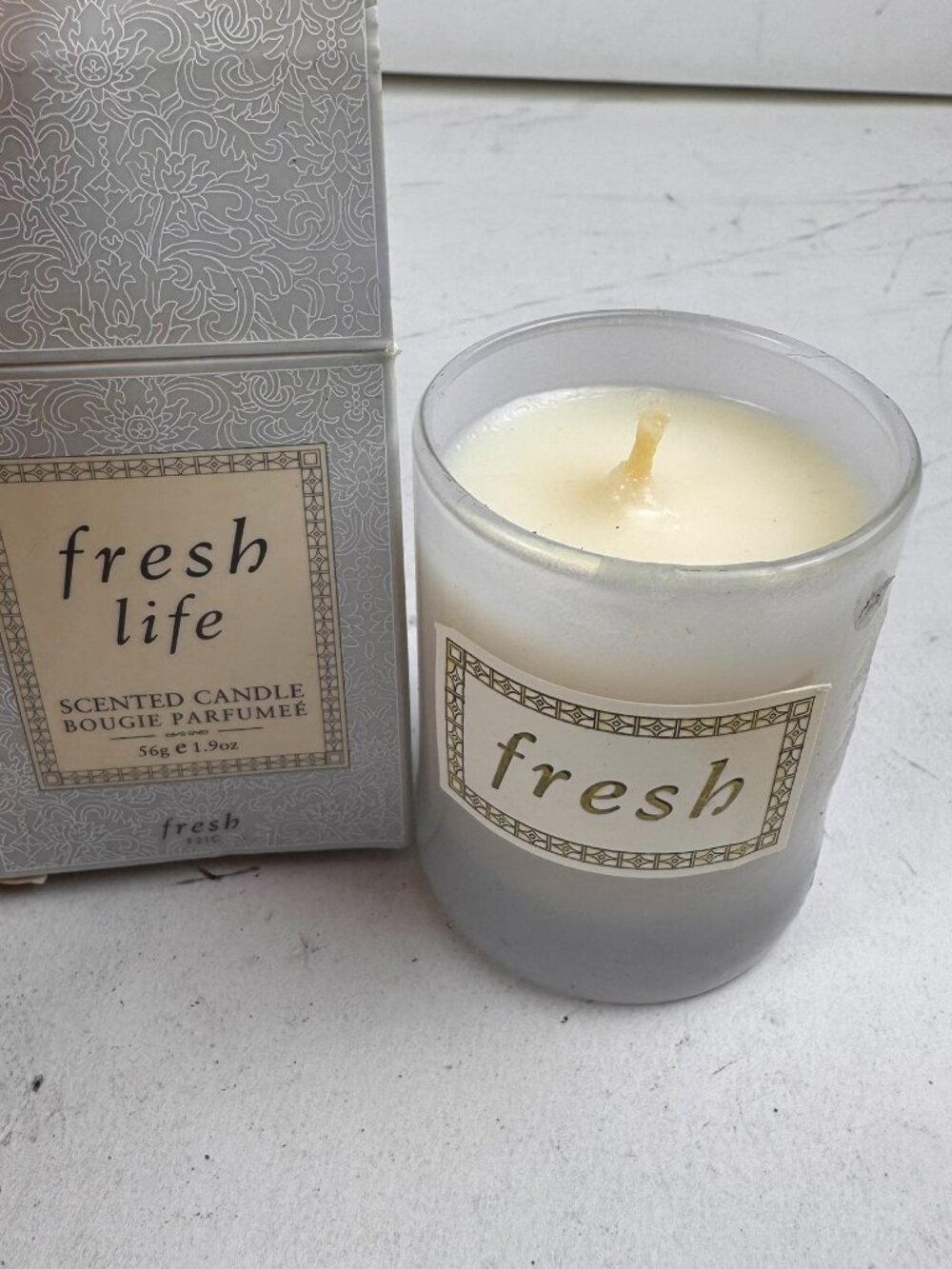 Fresh Life Bougie Parfumée Scented Candle 1.9 oz / 56 g Frosted Glass Votive NIB